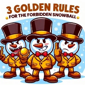 The 3 Golden Rules for the Forbidden Snowball with 3 Forbidden snowballer that is dressed in gold