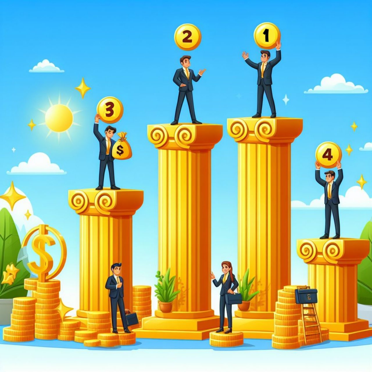 4 golden pillars of goal setting in cartoon