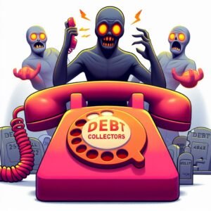 Debt collectors phone call in cartoon style