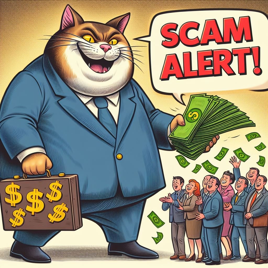 A big cat bond fraud the people and there is a "scam alert" on top