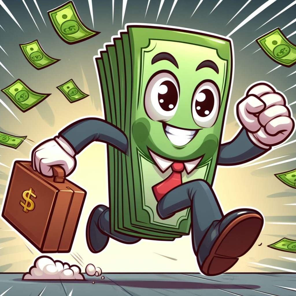 The money us moving and working In a cartoon and animation style