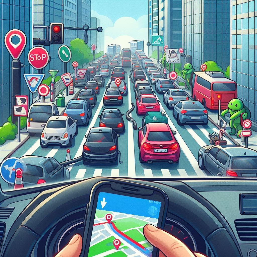 map app informs you of a traffic jam ahead. You slow down,