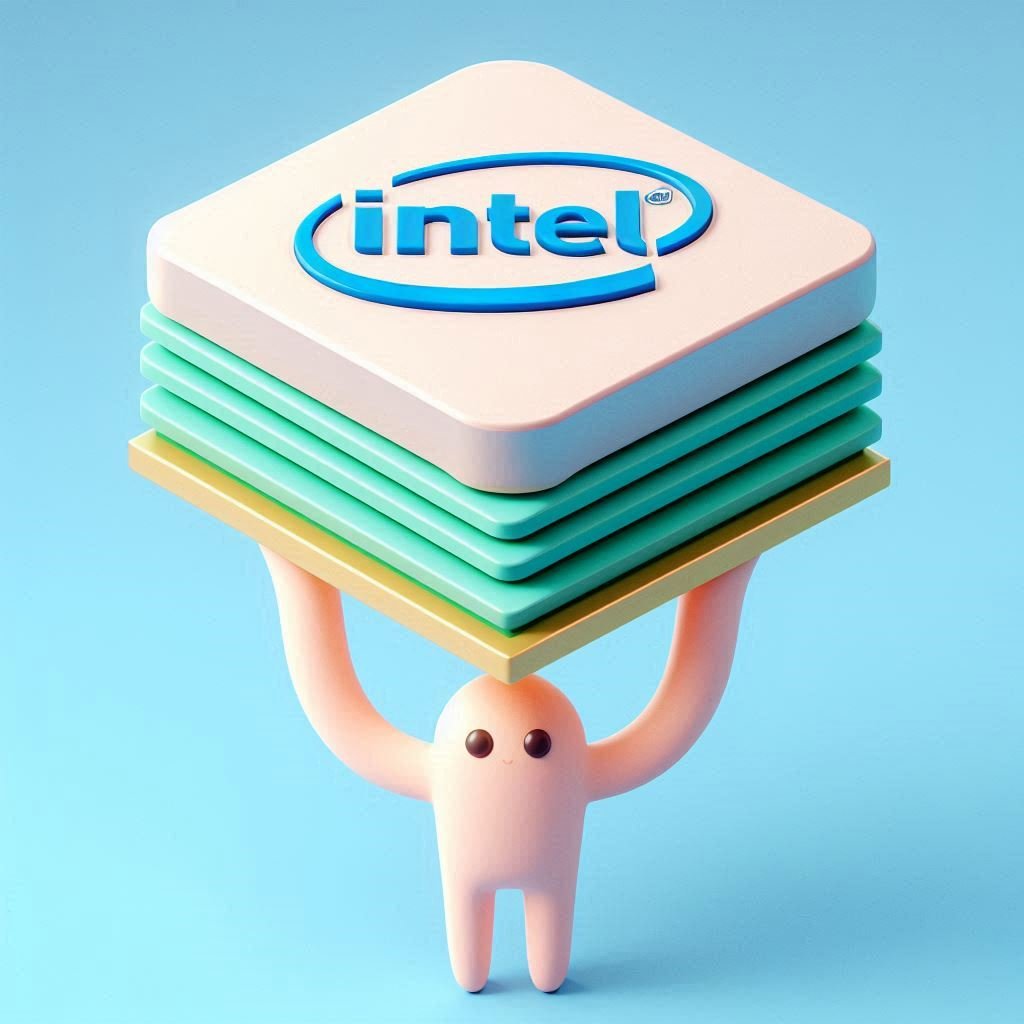 A cute creature lifting a Intel processor